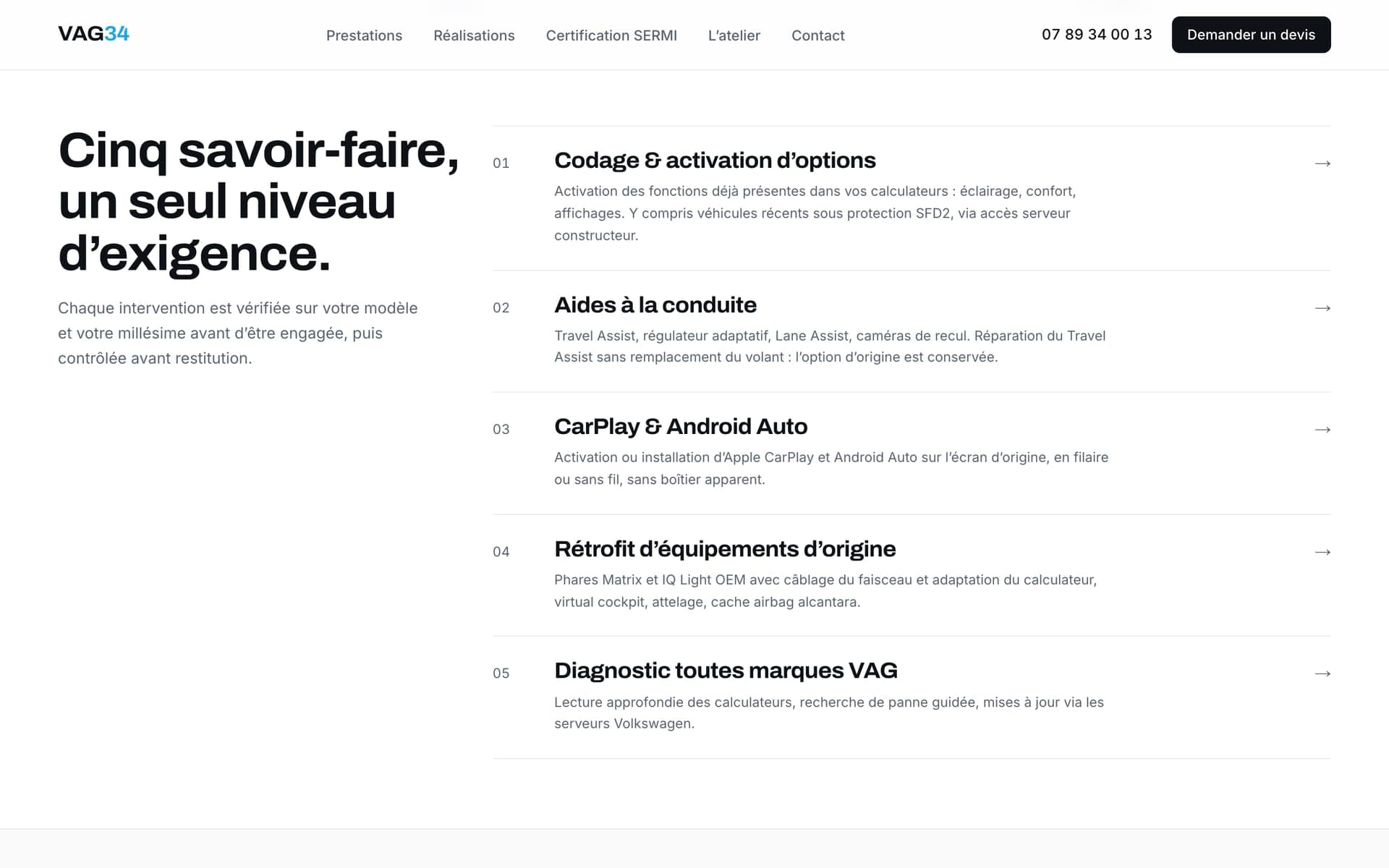 Section prestations de l'accueil